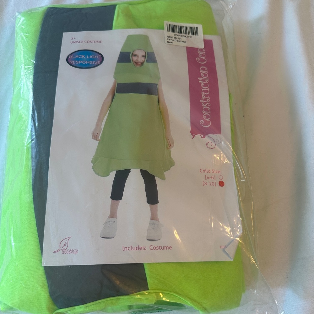 Halloween Construction Cone Costume for Kids Black Light Responsive Traffic Cone